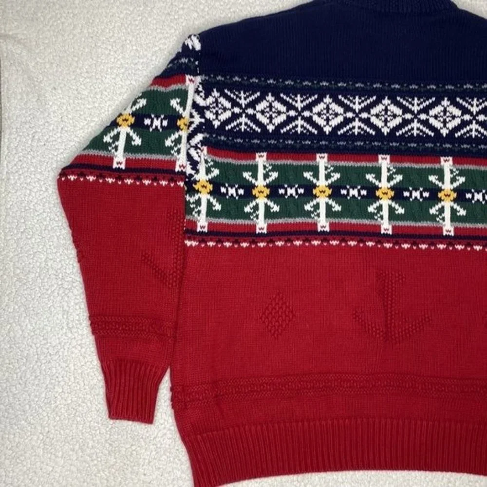 Vintage Nautica Snowflake Mock Neck Sweater: Size Large